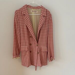 Free People Rose Plaid Double-Breasted Blazer